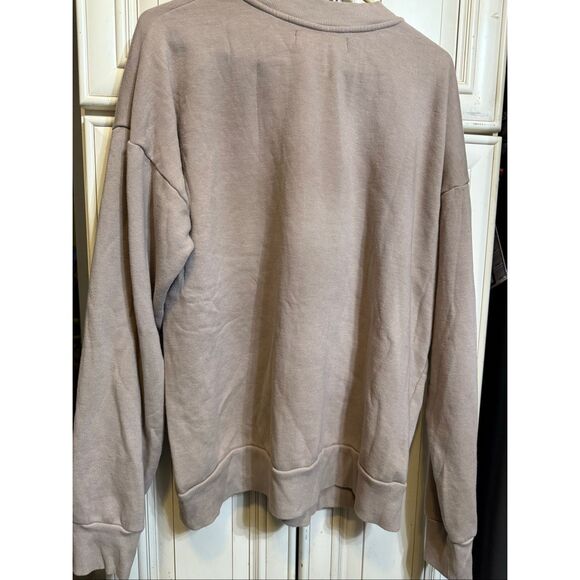 SPRWMN Women's Crew Neck Long Sleeve Fleece Lined Pullover Sweatshirt Tan XL - Picture 8 of 10